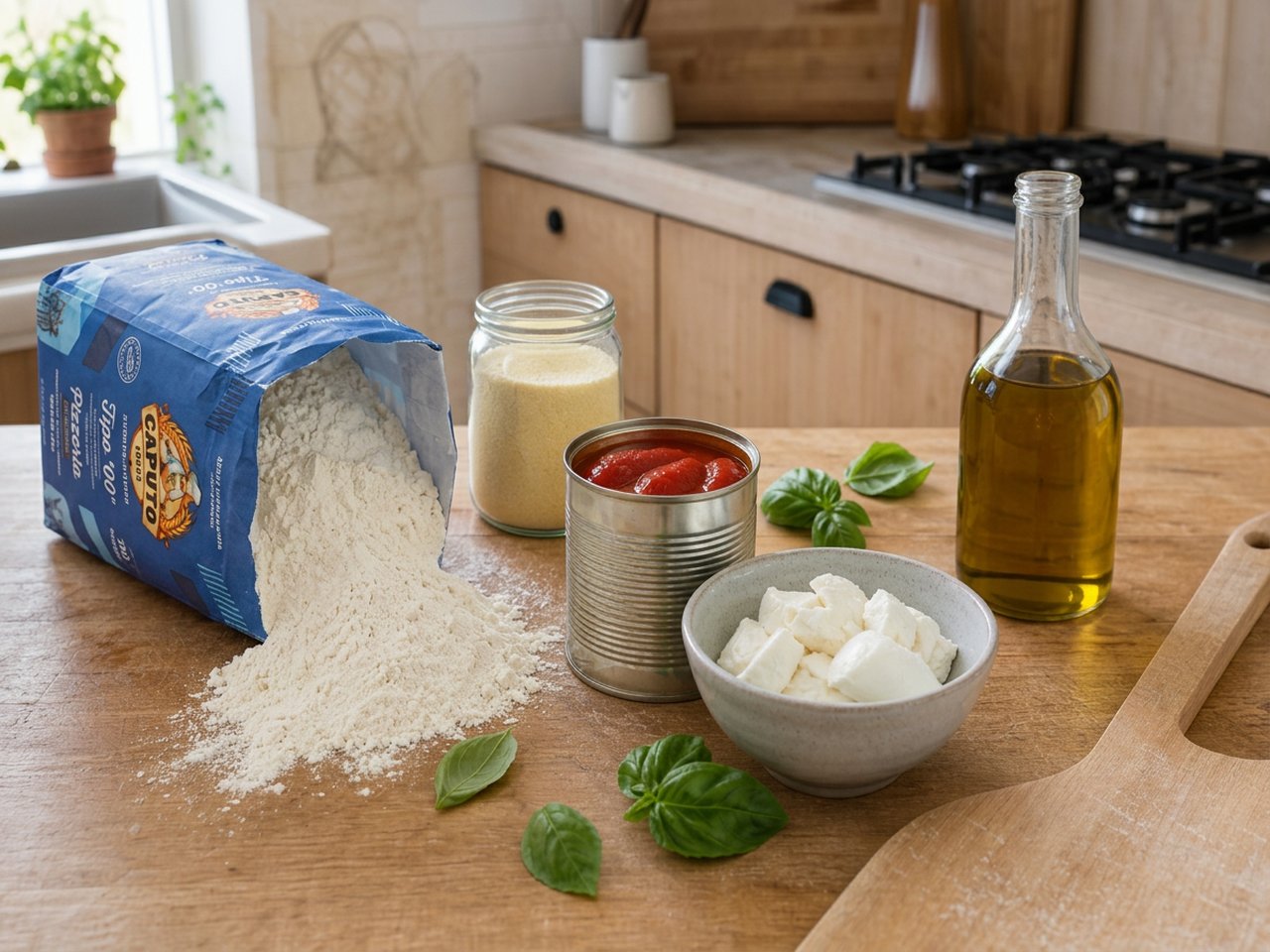 Stemningsbillede der illustrerer mel & toppings på projektpizza